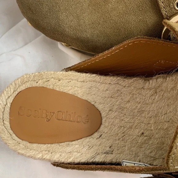See by Chloé Vivienne Clog Mule in Khaki Suede EU 38 - Picture 6 of 10